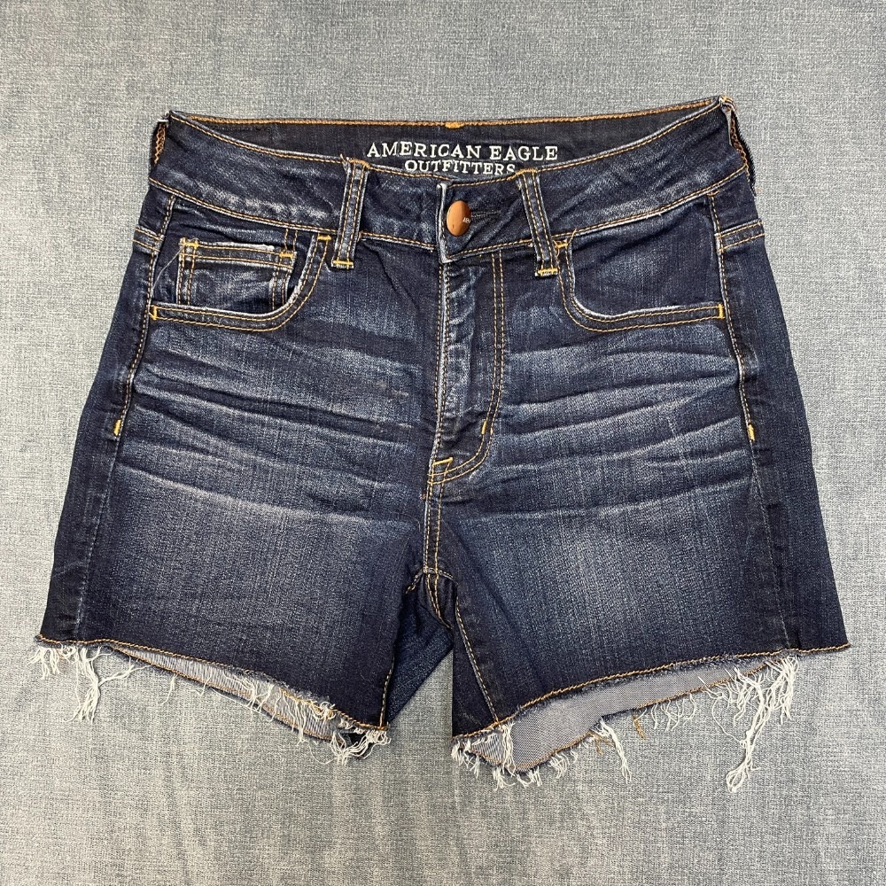 American Eagle Outfitters Shorts Womens 4 Blue Denim Super Stretch Frayed Hem